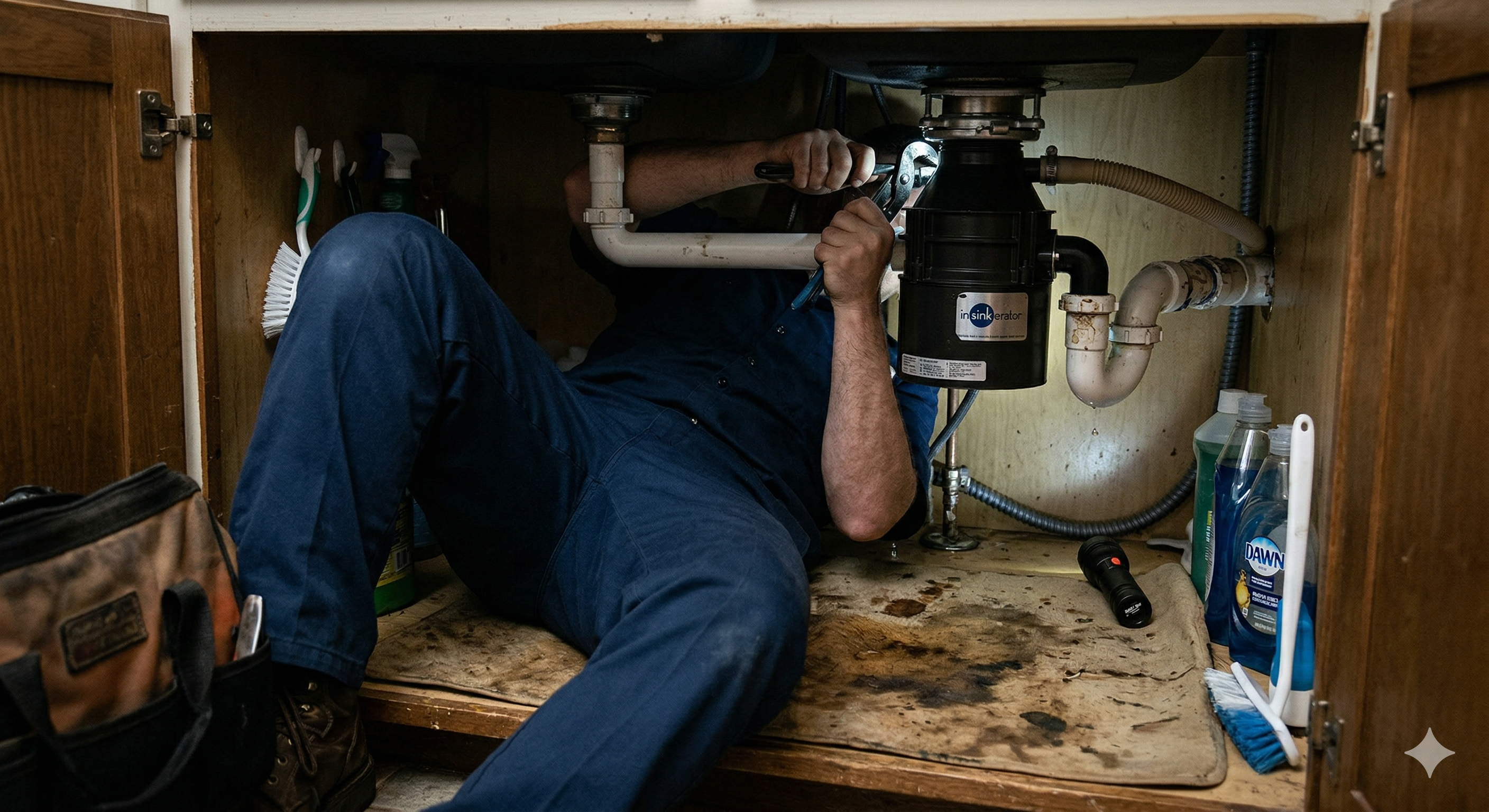 Professional plumber servicing water heater in Salem